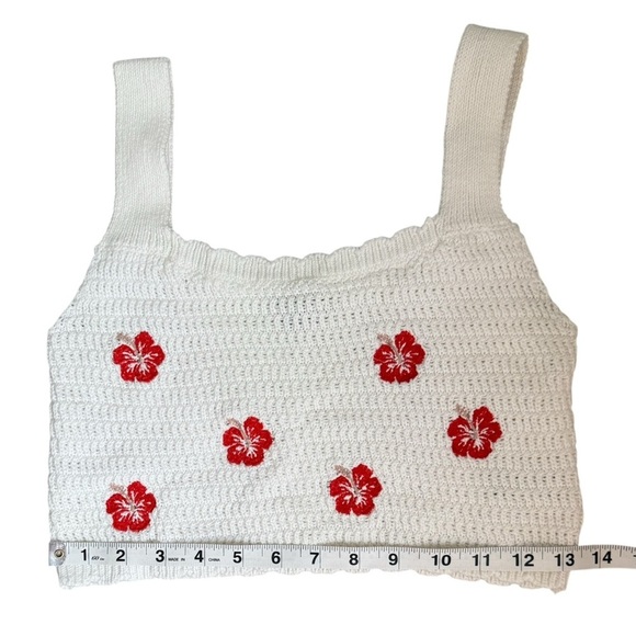 Wild Fable Crochet Knit Set White Hibiscus Skirt (M) & Crop Top (S) 100% Cotton - Picture 8 of 13